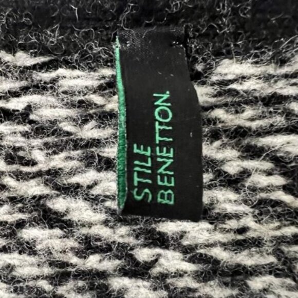 Stile Benetton (UCOB) black and white pattern wool knit cardigan sweater size M - Picture 4 of 5